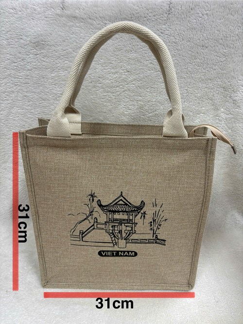 Túi xách canvas họa tiết Chùa Một Cột 31*31