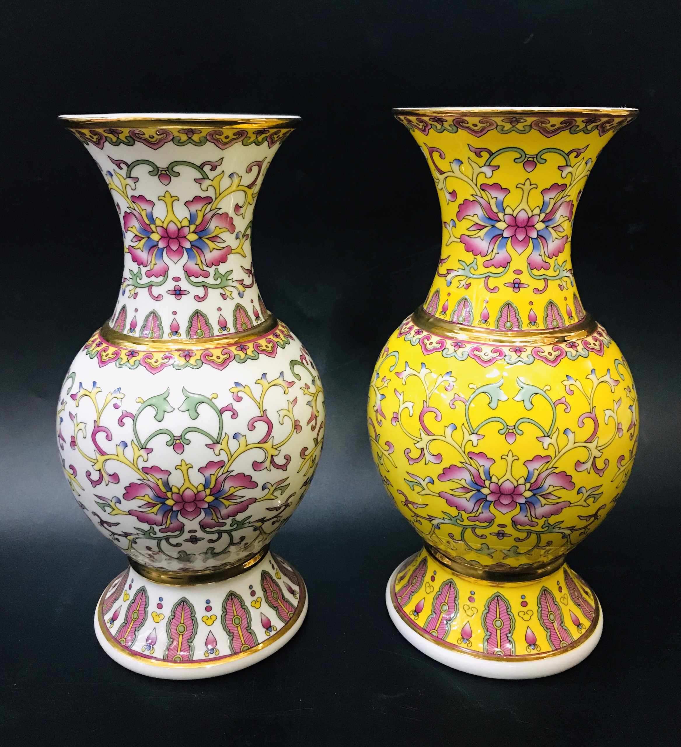 Bình Bạch Ngọc 1718 10in Vàng. Trắng