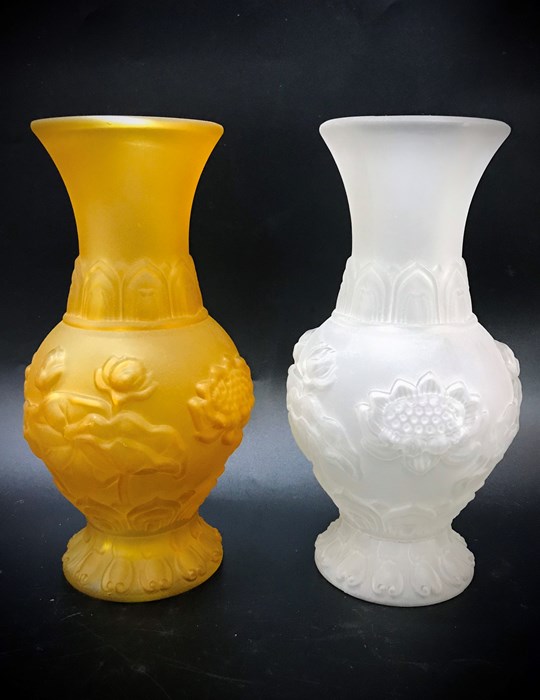 Bình Bông Sen Lưu Ly10 in vàng .trắng