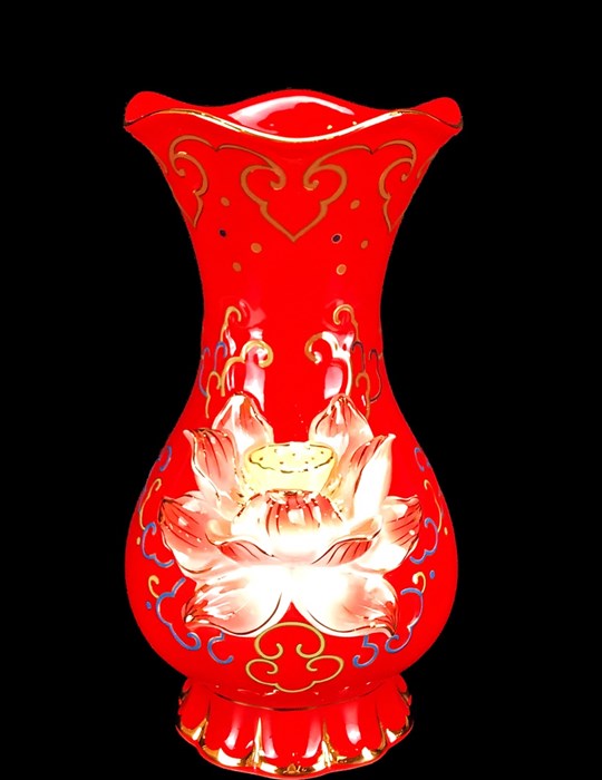 Bình Bông Sen Nổi Đỏ 8in