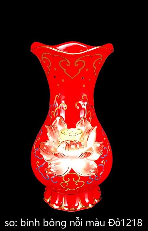 Bình Bông Sen Nổi Đỏ 8in