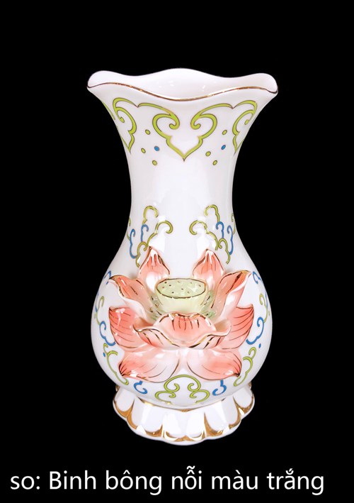 Bình Bông Sen Nổi Trắng 12in