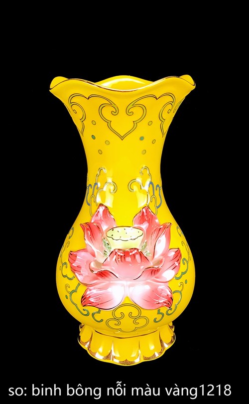 Bình Bông Sen Nổi Vàng 8in