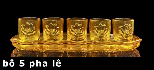 Bộ án 5 pha lê vàng