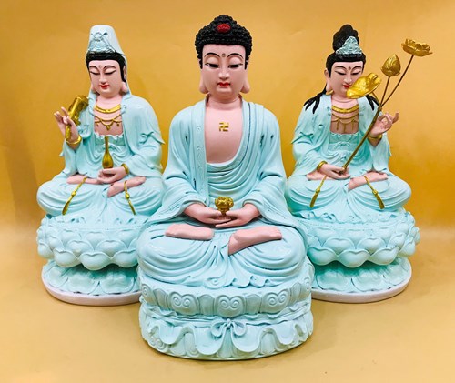 bộ tam thế phật ngồi 3T xanh