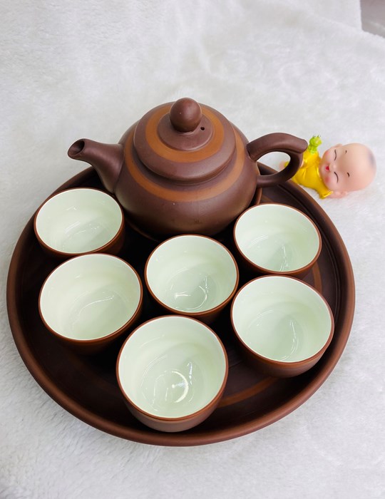 Bộ trà đất đỏ khay tròn 2