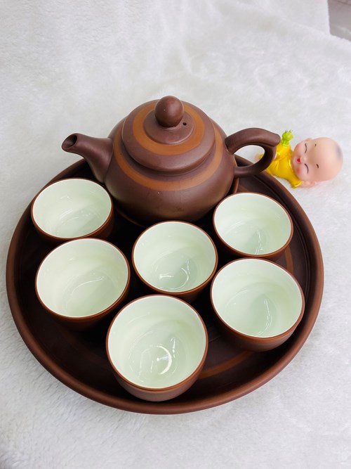 Bộ trà đất đỏ khay tròn 2