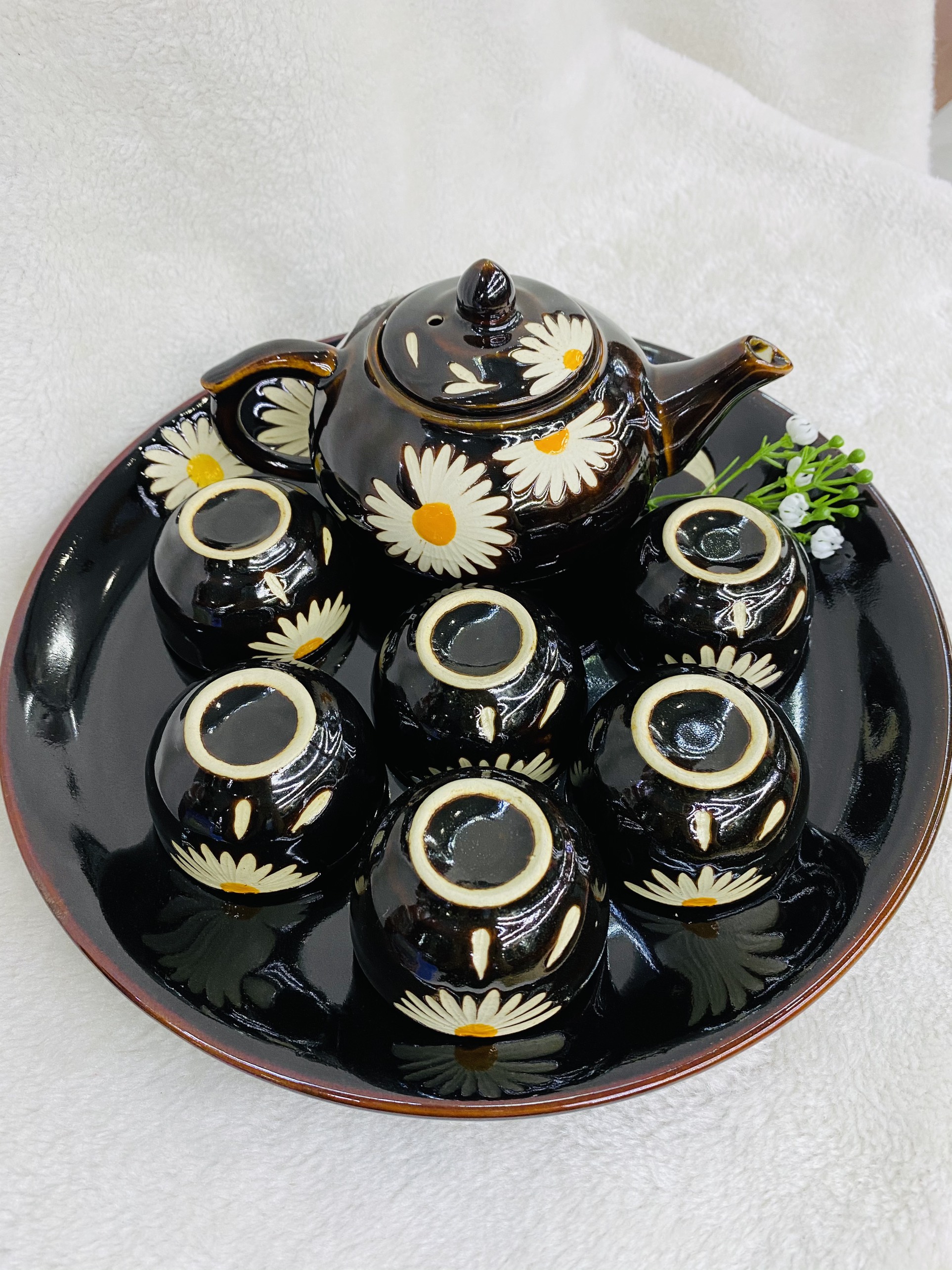 Bộ trà khay tròn hoa cúc 