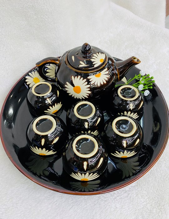 Bộ trà khay tròn hoa cúc 