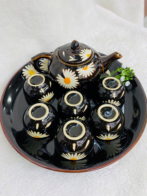 Bộ trà khay tròn hoa cúc 