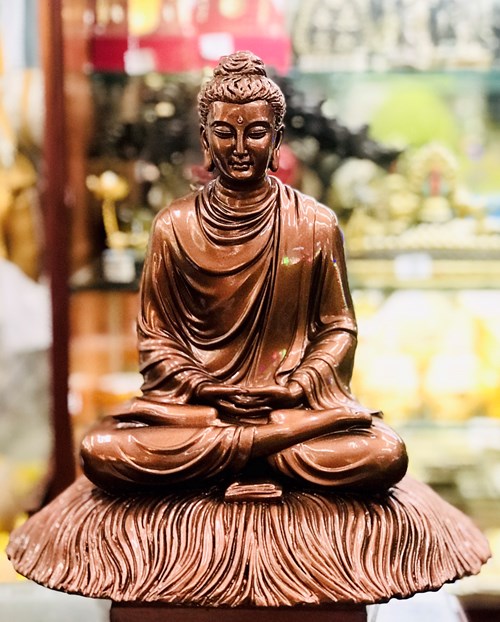 Bổn Sư Ngồi Đế Cỏ 45cm Màu Đồng Áo kín
