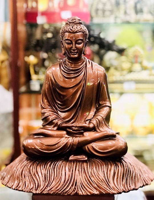 Bổn Sư Ngồi Đế Cỏ 75cm Màu Đồng Áo Kín