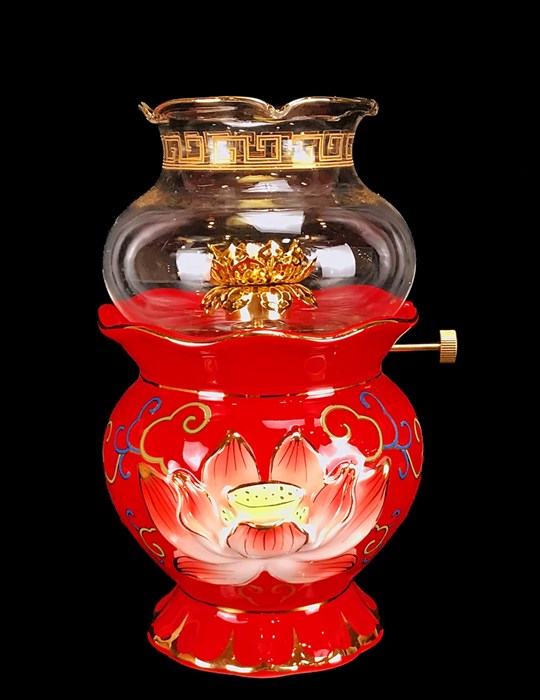 Đèn Dầu Bông Sen Nổi Đỏ Nhỏ