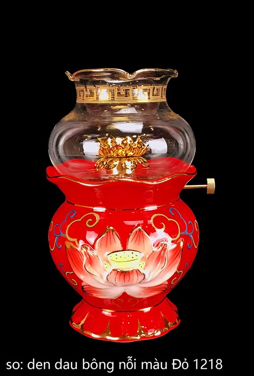Đèn Dầu Bông Sen Nổi Đỏ Nhỏ