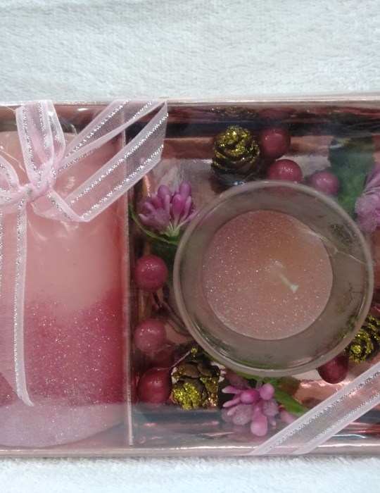 Hộp đèn cầy màu hồng 05
