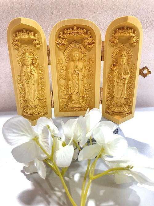 Hộp Gỗ 3 Mặt Phật Nhỏ 3