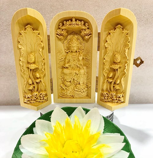 Hộp Gỗ 3 Mặt Phật Nhỏ 2