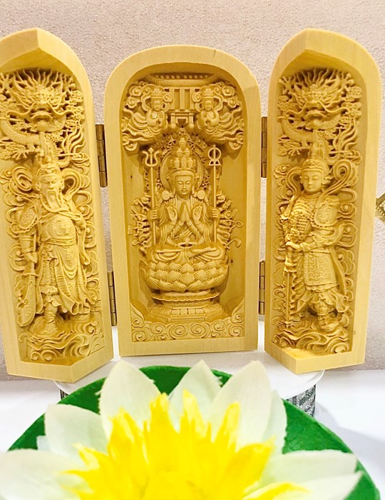 Hộp Gỗ 3 Mặt Phật Nhỏ 1