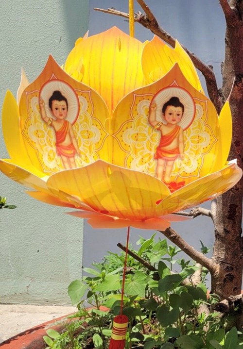 Lồng đèn hoa sen Mandala lớn vàng