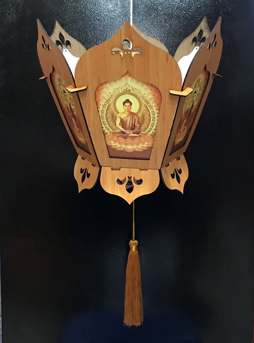 Lồng đèn sen gỗ 34cm LD16