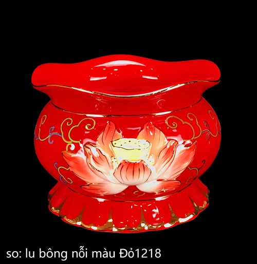 Lư Bông Sen Nổi Đỏ 5in