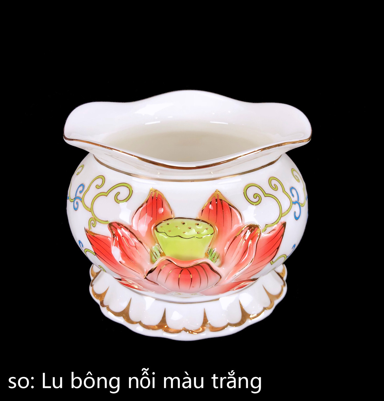 Lư Bông Sen Nổi Trắng 6in