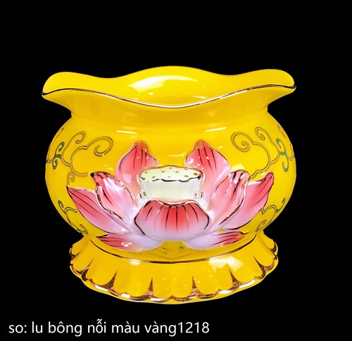Lư Bông Sen Nổi Vàng 6in