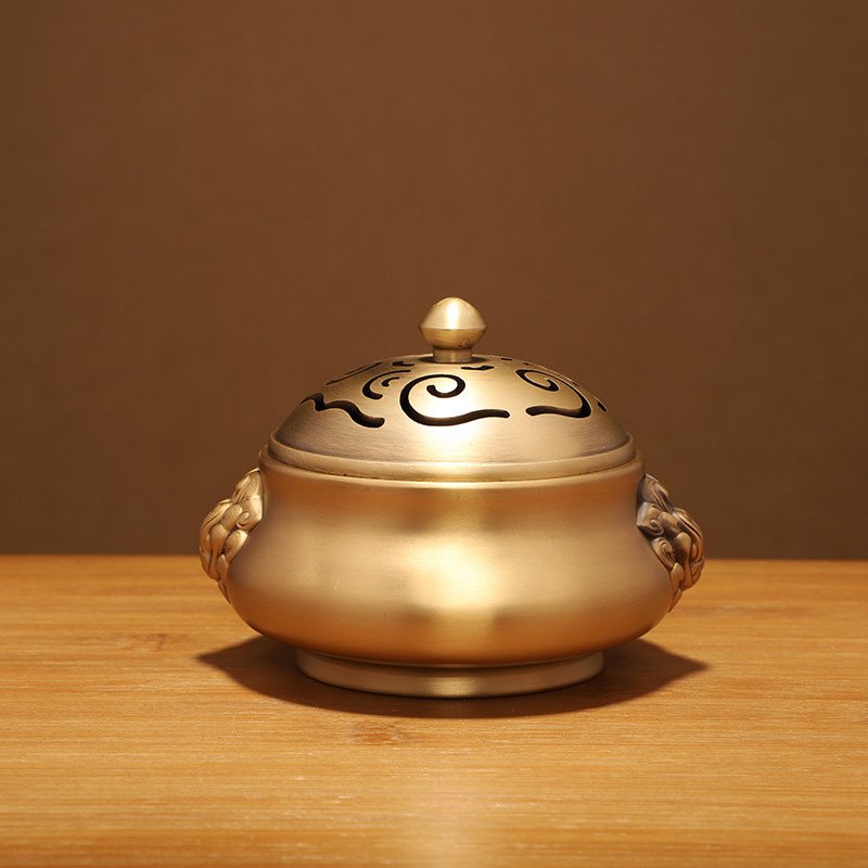 Lư xông trầm sư tử vàng