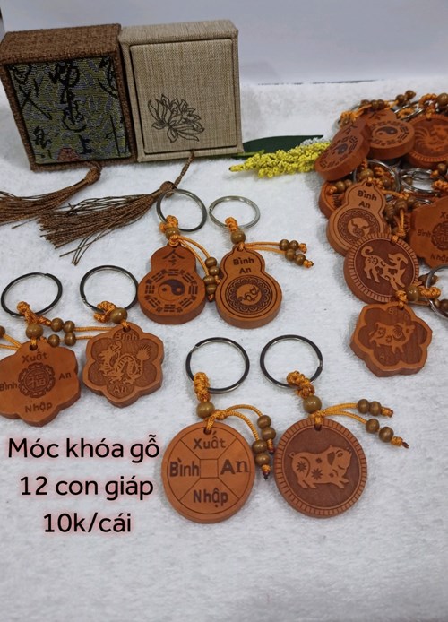 Móc khóa gỗ 12 giáp 