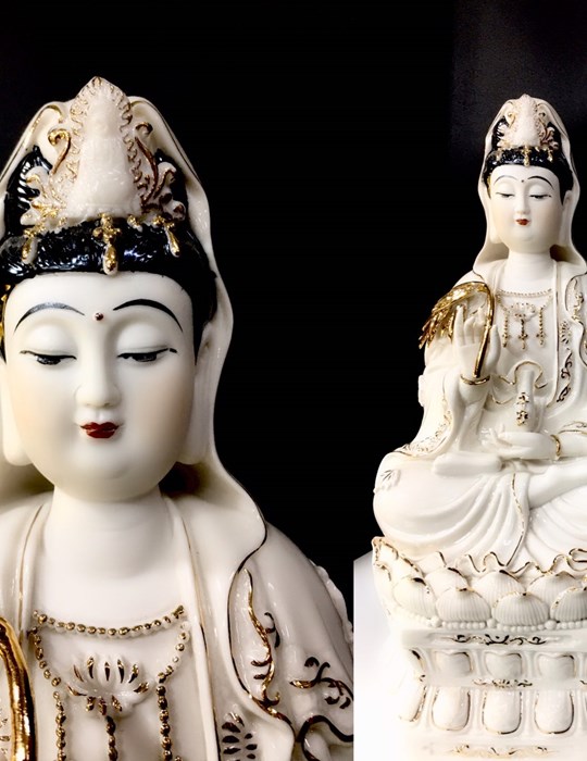 Quan âm lục giác trắng 16in