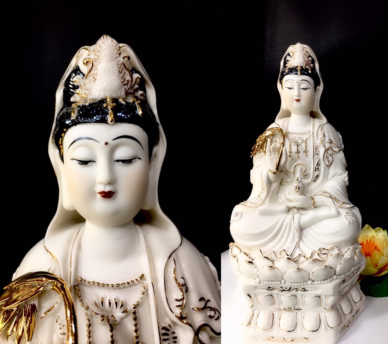 Quan âm lục giác trắng 18in