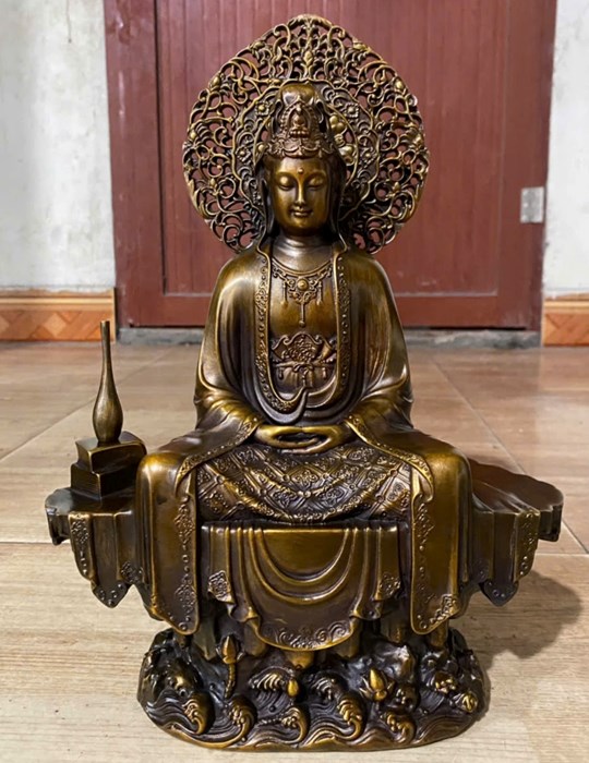 quan âm ngồi lá đề 45cm