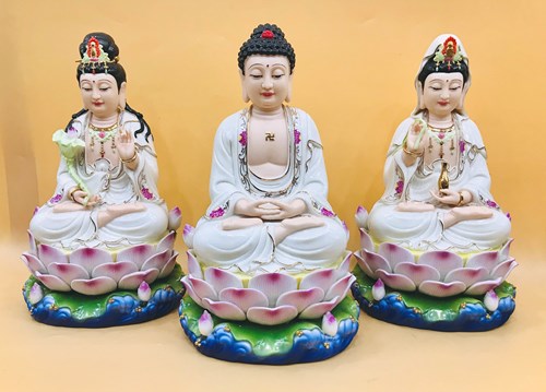 Tam Thế Phật ngũ sen xanh da 12 in