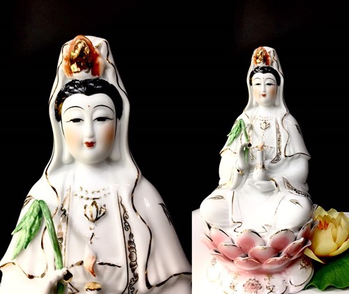 Tượng quan âm trắng 20in