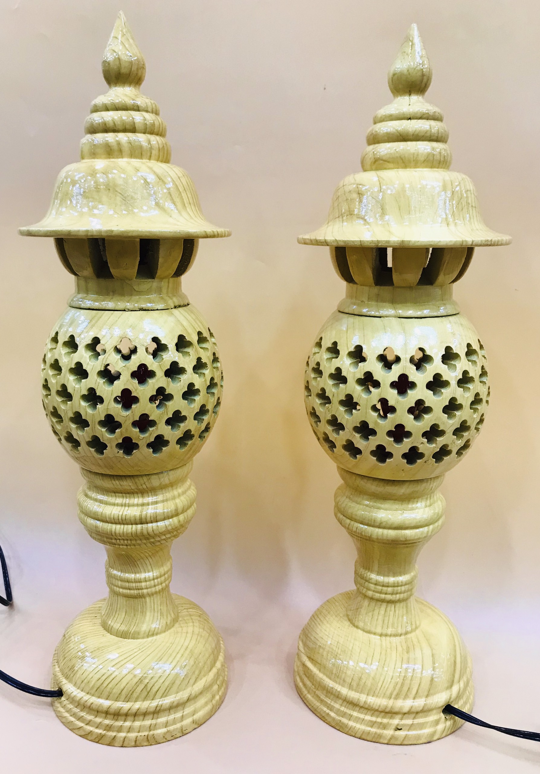 Đèn Tổ Ong Xà Cừ 41 Vẽ Vàng