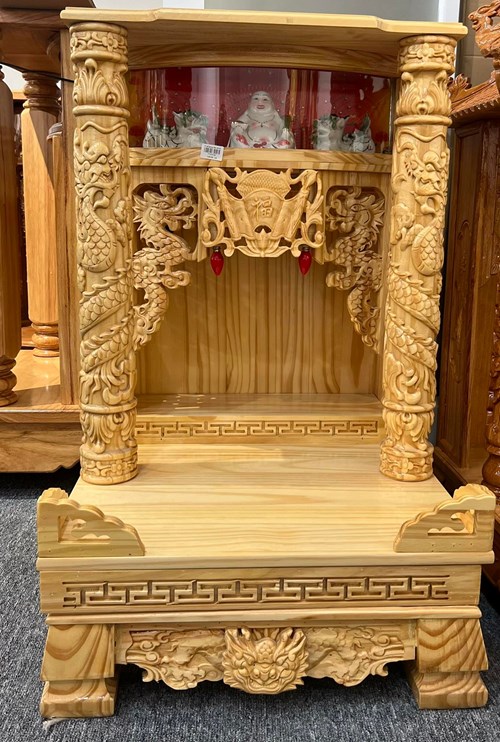 trang thờ gỗ thông đèn cột 50cm